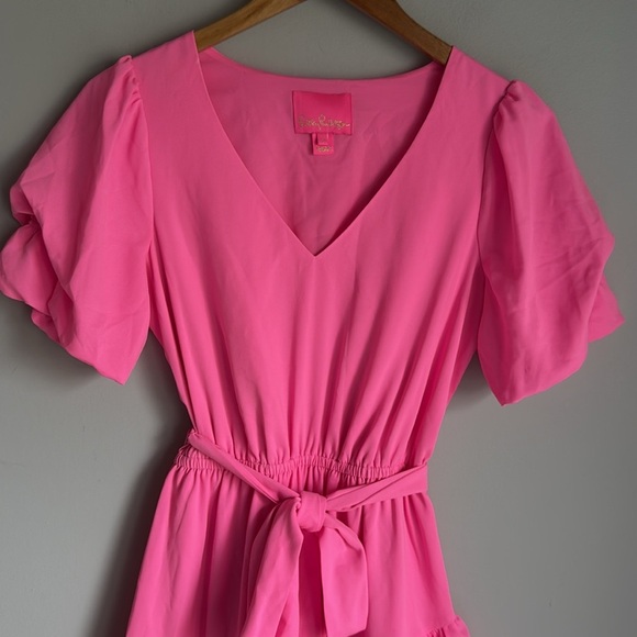 Lilly Pulitzer Martha Stretch Ruffle Dress In Prosecco Pink sz 4 - Picture 5 of 13